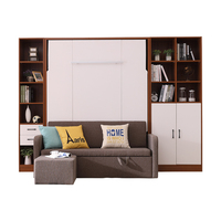 Papier-peint mural rétractable populaire, lit pliant avec bureau Horizontal, Queen