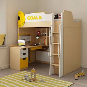 制造工厂多功能组合黄狗设计中密度纤维板木质材料儿童单双层床