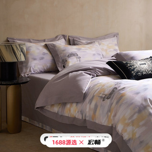 Ensemble de literie quatre pièces en coton brossé imprimé 60 fils, style peinture à l'huile, chaud, respirant, design moderne, automne-hiver - Product Image 5