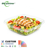 Boîte d'emballage alimentaire jetable en plastique PET avec logo personnalisé, résistante aux manipulations, pour charcuterie, fruits et desserts