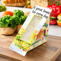 Boîtes d'emballage personnalisées en papier kraft jetable pour sandwichs, emballages à fenêtre pour chips, aliments pour bébés, sushis, avec pelliculage mat
