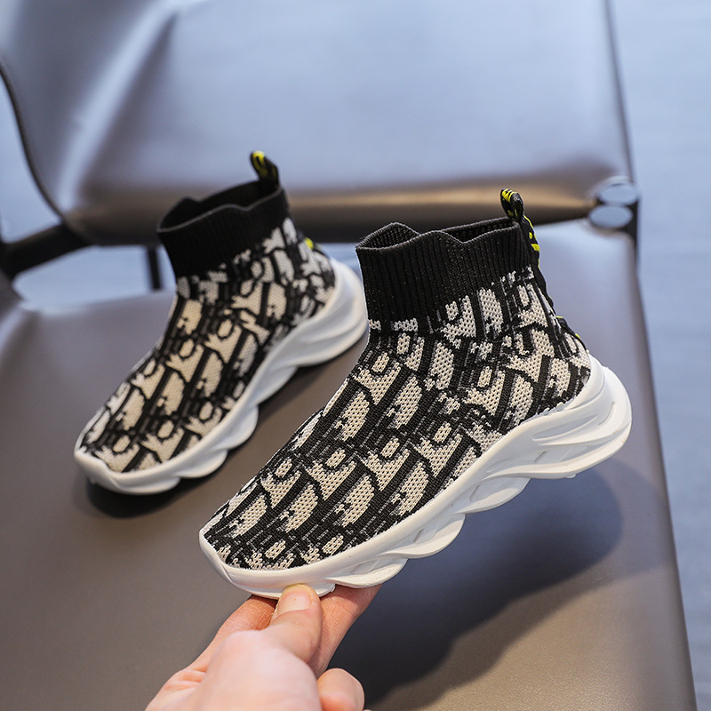 Новое поступление, брендовые Модные дышащие детские кроссовки, вязаные сетчатые носки для мальчиков и девочек