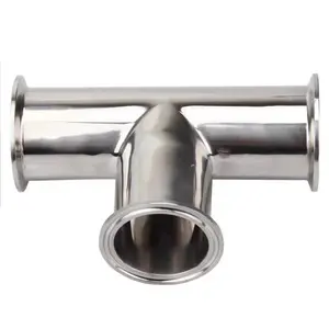 WZ Stainless Steel 304 316 316L Polishing Sanitary Stainless Steel Ss304 3- Way Tri- Clamped Equal Tee For Food Milk