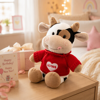 Peluche de vache mignonne, jouet en peluche doux, animal en peluche brodé, rembourré en coton PP, pour un cadeau d'anniversaire ou du Nouvel An