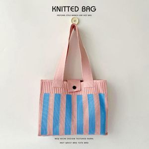 Bolso de Hombro Tejido con Diseño a Rayas, Bolso Tote Tejido Versátil para Llevar Bajo el Brazo, Bolso Tejido de Gran Capacidad para Mujer - Product Image 3