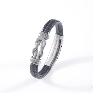 <b>Leather</b> <b>Bracelet</b> With Engraving Love You Forever Stainless Steel Magnetic Double Layer Twisted Unisex Gift Jewelry - Product Image 3
