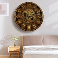 Horloge murale à aiguilles en quartz de style Art Déco antique de luxe brun arabe pour la décoration de la maison, du salon, rentrée scolaire, CE RoHs