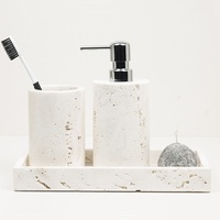 SAIDKOCC Wabi-sabi combinaison gratuite Nature marbre blanc travertin pierre salle de bain ensemble d'articles de toilette Kit de commodités de salle de bain