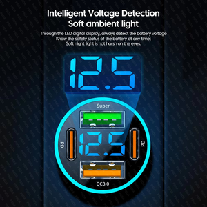 Xe Sạc Kép USB Cổng 66W Siêu Nhanh Sạc Với Kỹ Thuật Số Hiển Thị Nhanh Chóng Sạc <span class=keywords><strong>Adapter</strong></span> Đối Với iPhone Samsung Xiaomi - Product Image 5