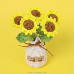 <b>Best</b> Selling Big Crocheted Potted Flower Potting 5 Heads Crochet Sunflower Plant Pot - Product Image 4