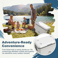 Glacière rigide isotherme 70L en PU avec poignée trolley, étanche, pour camping et pêche, fabricant OEM/ODM