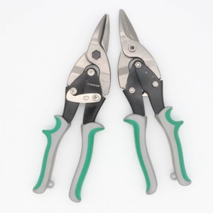 Naichi Stainless Steel Aviation Shears 10 Inch Straight And Curved Heads Industrial Grade Green Handle Scissors - Product Image 3