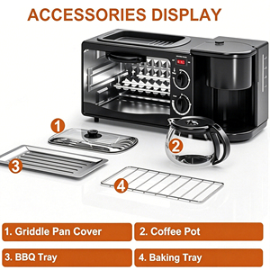 Estación <span class=keywords><strong>de</strong></span> Desayuno Multifuncional 3 en 1 que Incluye Cafetera <span class=keywords><strong>de</strong></span> 5 Tazas, Plancha <span class=keywords><strong>de</strong></span> Cerámica Antiadherente y <span class=keywords><strong>Horno</strong></span> <span class=keywords><strong>Tostador</strong></span> <span class=keywords><strong>de</strong></span> 4 Rebanadas - Product Image 6