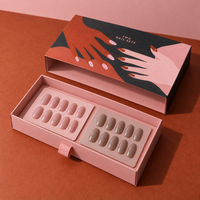 Boîtes d'emballage pour faux ongles roses, vides, de luxe, au design personnalisé, pour ongles à presser