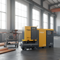 Compresseur d'air industriel rotatif à vis Airhorse, lubrifié, refroidi par air, avec moteur PLC, réservoir et sécheur d'air, 7,5 kW-22 kW