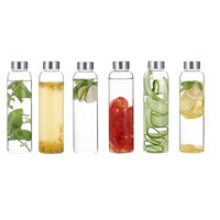 Bouteille d'eau en verre borosilicate sans BPA de 18 oz (500 ml, 350 ml-1 L) personnalisable avec manchon et bouchon en acier inoxydable