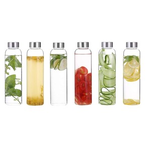 Bouteille d'eau en <span class=keywords><strong>verre</strong></span> borosilicate sans BPA de 18 oz (500 ml, 350 ml-1 L) personnalisable avec manchon et bouchon en acier inoxydable - Product Image 1