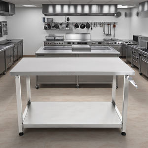 वाणिज्यिक एर्गोनॉमिक्स समायोज्य ऊंचाई रसोई स्टेनलेस स्टील कार्य मेज रेस्तरां के लिए मेज - Product Image 1