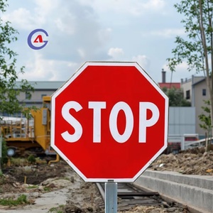 Panneau Stop de Signalisation Routière en Aluminium de Qualité Industrielle GUANGAN, Robuste, pour Extérieur, Avertissement pour Autoroute, Intersection, Voie Routière - Product Image 1