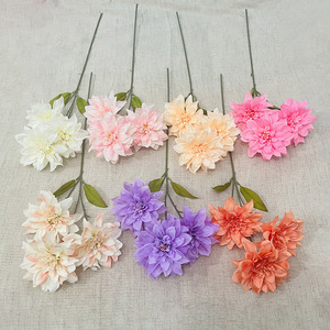 Artificial 3-Headed Dahlia Flowers 65Cm Silk Realistic <b>Wedding</b> Home Decor <b>Props</b> - Product Image 1