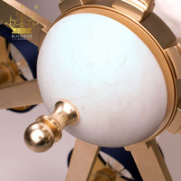 Lustre moderne en tissu bleu, faux alabastre, laiton, lampe suspendue de luxe pour salon, salle à manger, hôtel