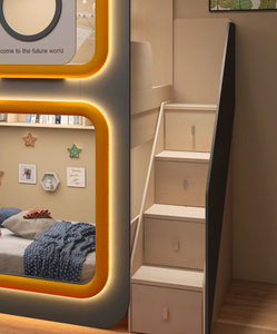 Lits superposés pour enfants en bois durables de différents styles, designs de château, de princesse et de vaisseau spatial, <span class=keywords><strong>hauteur</strong></span> réglable, largeur assortie, salon - Product Image 3