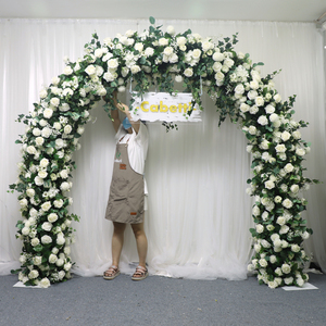 Collection <span class=keywords><strong>de</strong></span> jardin <span class=keywords><strong>de</strong></span> style floral haut <span class=keywords><strong>de</strong></span> gamme courbé luxuriant verdure artificielle ivoire blanc fleurs arc être utilisé toile <span class=keywords><strong>de</strong></span> fond <span class=keywords><strong>de</strong></span> mariage - Product Image 4