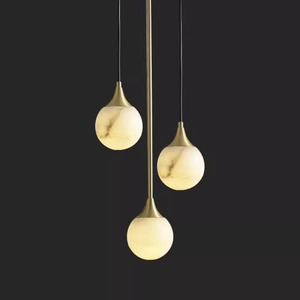 Modern Chinese Pendant <b>Light</b> Gold Marble Round LED E27 Home Decor <b>Chandelier</b> - Product Image 1