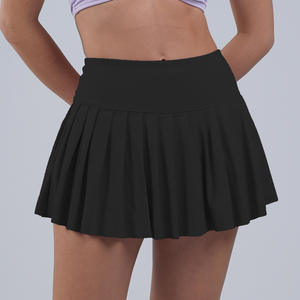 กระโปรงเทนนิสและกอล์ฟเอวสูงแห้งเร็วชุดโยคะอัดจีบยืดหยุ่นสูงสำหรับฤดูใบไม้ผลิฤดูร้อนปรับแต่งชื่อทีมได้ - Product Image 4