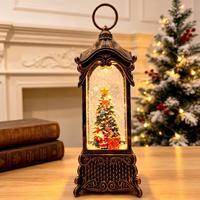 Décorations de Noël, boîte à musique, lumière nocturne scintillante, ornement, scène intérieure rotative, style européen, plastique