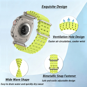 Bracelet en silicone souple et respirant pour <span class=keywords><strong>Apple</strong></span> <span class=keywords><strong>Watch</strong></span> Band Ultra 3 2 <span class=keywords><strong>Series</strong></span> 11 10 9 7 <span class=keywords><strong>6</strong></span> SE3 Iwatch <span class=keywords><strong>44mm</strong></span> 45mm 46mm 49mm Bracelets de sport - Product Image 4