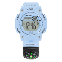 Montre de sport numérique étanche pour homme avec boussole lumineuse, alarme LED, montre-bracelet tendance pour l'extérieur avec bracelet en plastique et affichage à aiguilles
