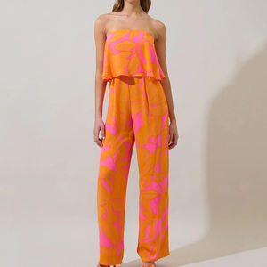 Mono de Verano 2026 Casual con Estampado Playero, Sin Tirantes, Doble Capa, Hecho a Medida, 100% Rayón Voile - Product Image 1