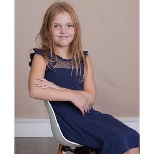 Vestido de Verano 2025 para Niñas, Color Sólido, con Malla, Bonito Vestido Corto para Uso Diario y de Fiesta, Venta al Por Mayor - Product Image 5