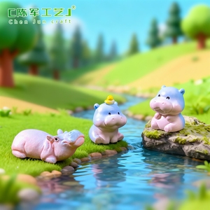 Figura de <span class=keywords><strong>hipopótamo</strong></span> pequeño y adorable, accesorios decorativos DIY, pequeños adornos para <span class=keywords><strong>el</strong></span> escritorio del coche. - Product Image 4