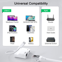Adaptateur USB C vers Ethernet Type C vers LAN Gigabit Ethernet RJ45 adaptateur réseau filaire LAN convertisseur pour iPad Android macbook Pro