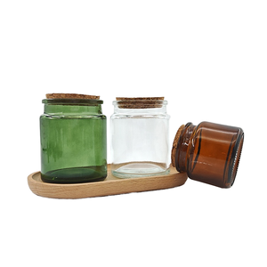 Wadah Kaca Soda-Lime Amber Hijau untuk Rumah Tangga 4oz 7oz Ramah Lingkungan Dapat Didaur Ulang Tutup Gabus Kaca Stoples Lilin Cetak Sutra - Product Image 1