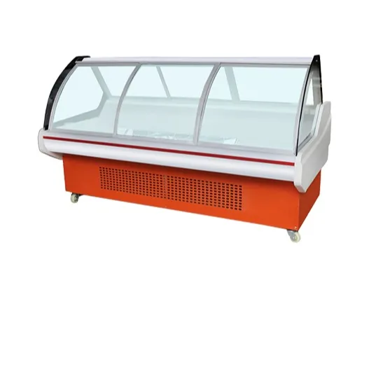 Süpermarket et vitrinli buzdolabı dondurucu ön açık kapı ekran buzdolabı satılık deli durumlarda kullanılır