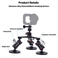 Support de caméra magnétique pour voiture en alliage d'aluminium YuanYu, tête sphérique, trois bras magiques, compatible avec les modèles Hero 6/7/8/9/10