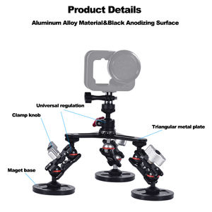 Support magnétique pour caméra de voiture en alliage d'aluminium avec rotule et trois bras magiques, compatible avec GoPro Hero 6 7 <span class=keywords><strong>8</strong></span> 9 10 - Product Image 5