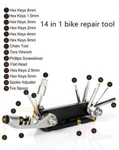Kit de herramientas de reparación de bicicletas portátil multifuncional de mantenimiento de herramientas de emergencia para exteriores 14 en 1 - Product Image 2