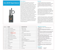 NOUVEAU Détecteur de signal sans fil Hero 009 VHF/UHF Anti-espion GSM WiFi avec alarme stroboscopique et détection de métaux, portée de détection 10-20m 2022