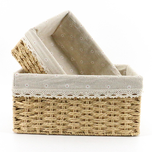 hot sale woven kitchen rattan storage baskets wicker basket set of 2