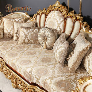 मध्य पूर्वी शाही महल के रहने वाले कमरे के कमरे के कमरे के लिए ठोस लकड़ी के कपड़े शीर्ष छोर लंबे सोफे पर सेट किया - Product Image 4