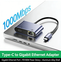 Tarjeta LAN RJ45 Personalizada de 1000 Mbps con Indicador LED, Carga Rápida PD, Carcasa Metálica, Cable Externo, Esencial para Trabajo en Línea con MacBook e iPad Pro