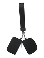 Portefeuille double poignet tendance 2026 avec logo personnalisé, pochette à monnaie rose, double compartiment, bracelet porte-clés et porte-cartes