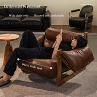 Fauteuil paresseux en bois massif de fabrication chinoise pour salon, fauteuil d'appoint moderne en cuir