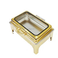 Nouvel Arrivage Réchauds de Buffet 9L en Acier Inoxydable, Chauffe-Plats Rectangulaires Dorés Hydrauliques