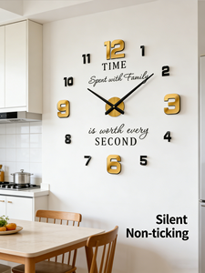 YZOK's new modern stylish home decoration 3D <strong>large</strong>-sized digital <strong>wall</strong> <strong>clock</strong> with digital mirror sticker - DIY <strong>wall</strong> <strong>clock</strong> - Product Image 5