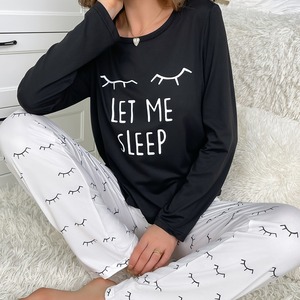 Conjunto <span class=keywords><strong>de</strong></span> Pijama <span class=keywords><strong>de</strong></span> Manga Larga <span class=keywords><strong>de</strong></span> Seda <span class=keywords><strong>de</strong></span> Leche para Primavera-Otoño, Cuello Redondo Informal, Ropa <span class=keywords><strong>de</strong></span> Dormir Holgada para Chicas Jóvenes, Apta para Usar en Exteriores - Product Image 5